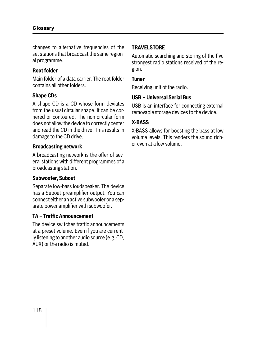 Blaupunkt MP57 operating instructions Travelstore, Bass 