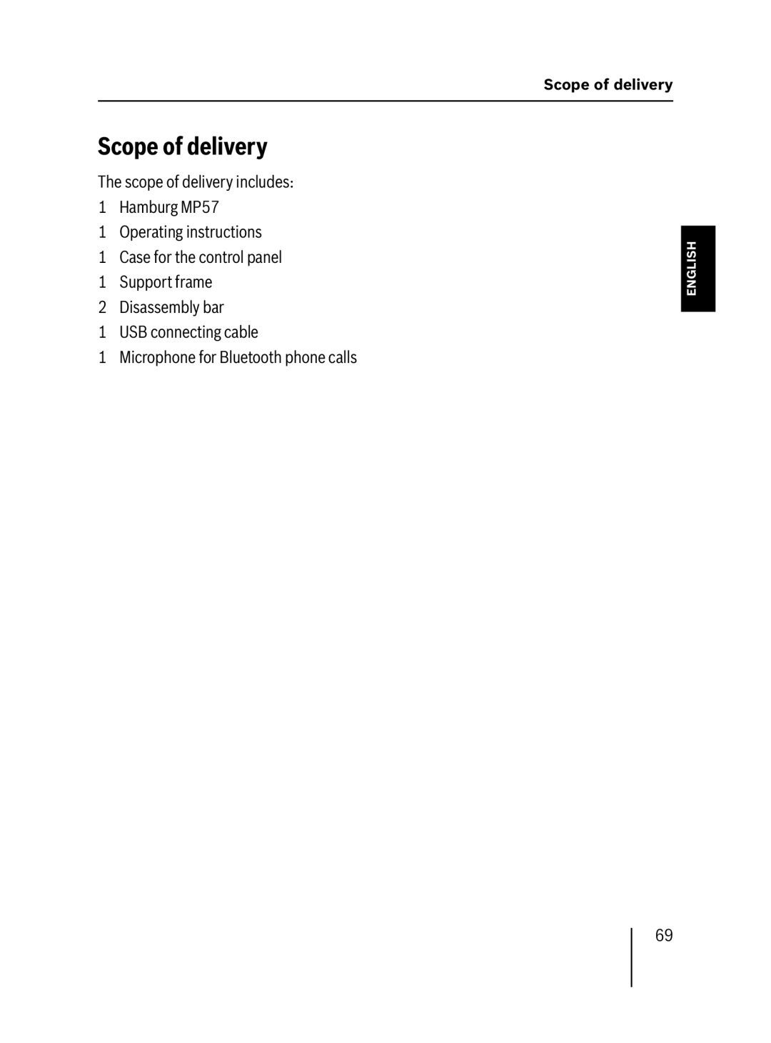 Blaupunkt MP57 operating instructions Scope of delivery 