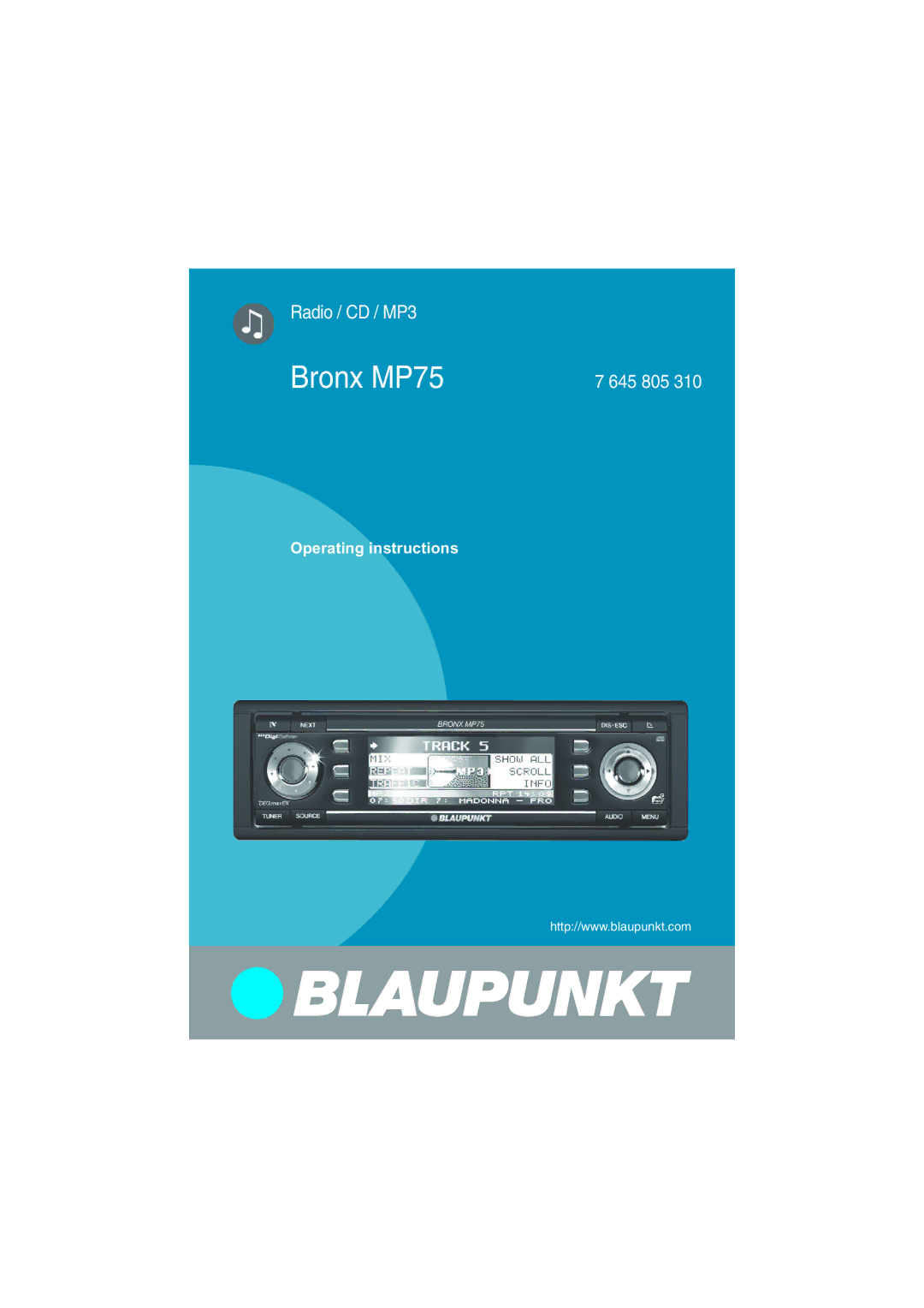 Blaupunkt operating instructions Bronx MP75 