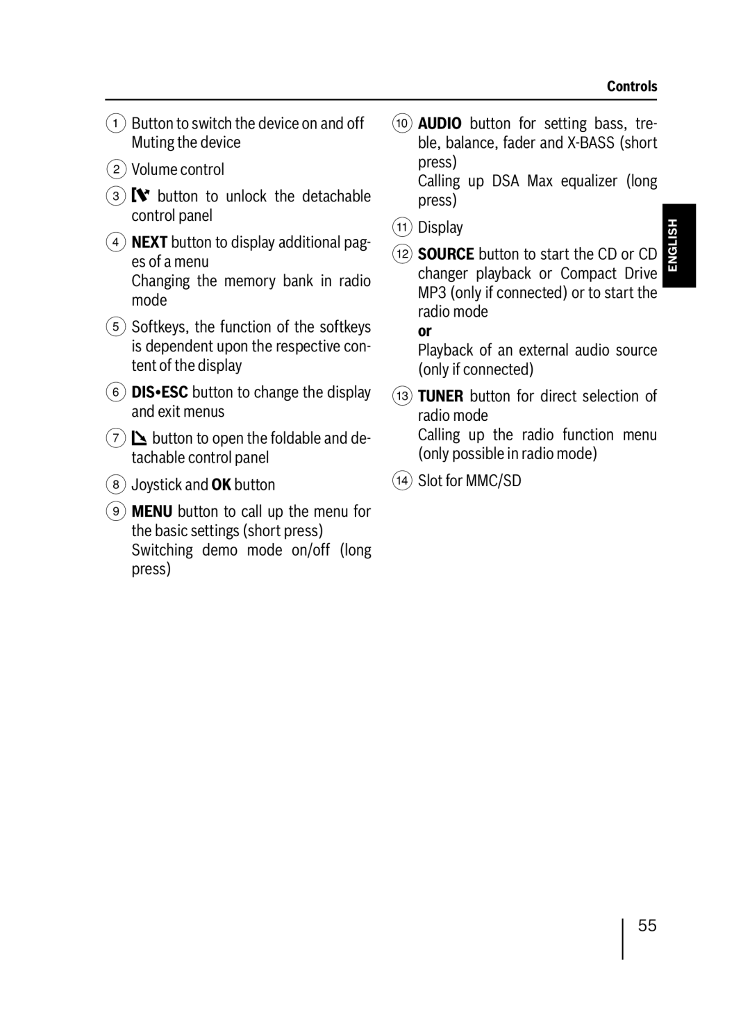 Blaupunkt MP76 operating instructions Slot for MMC/SD 