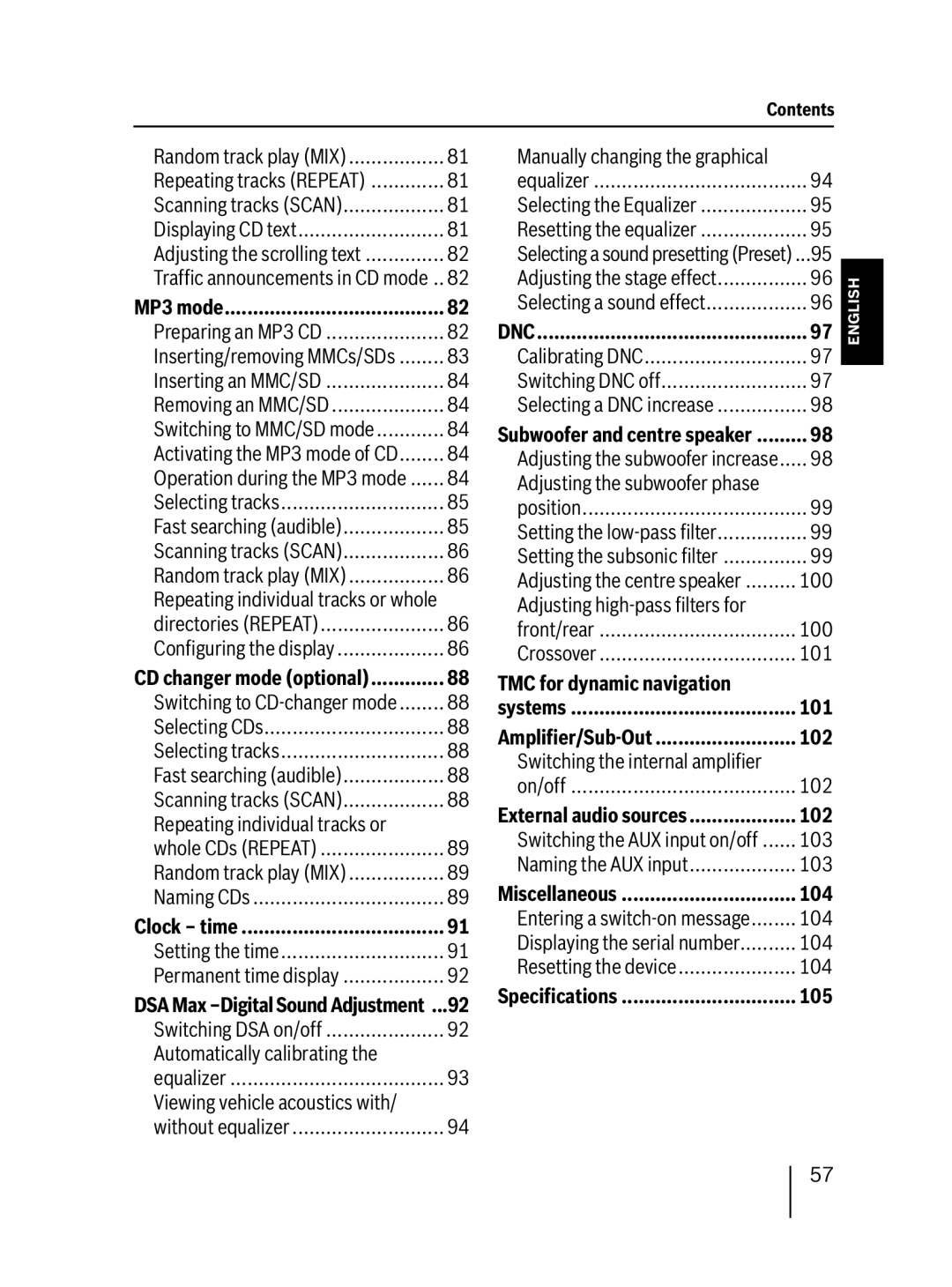 Blaupunkt MP76 MP3 mode, Repeating individual tracks or, Adjusting high-pass ﬁlters for Front/rear, On/off 