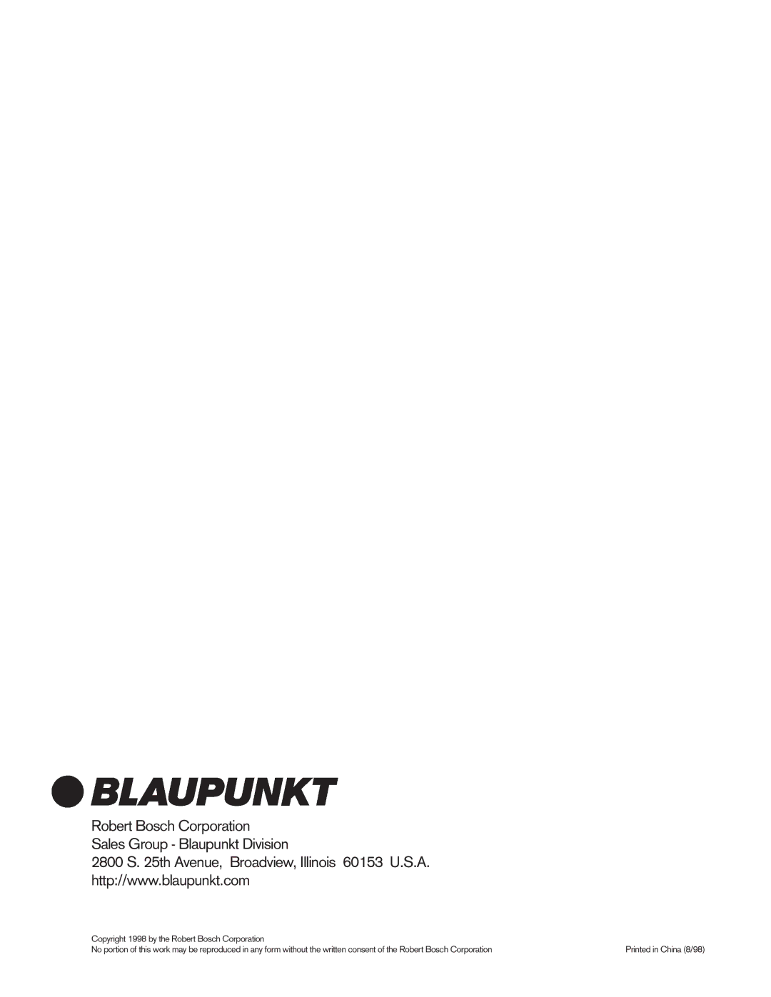 Blaupunkt MPA160us manual 