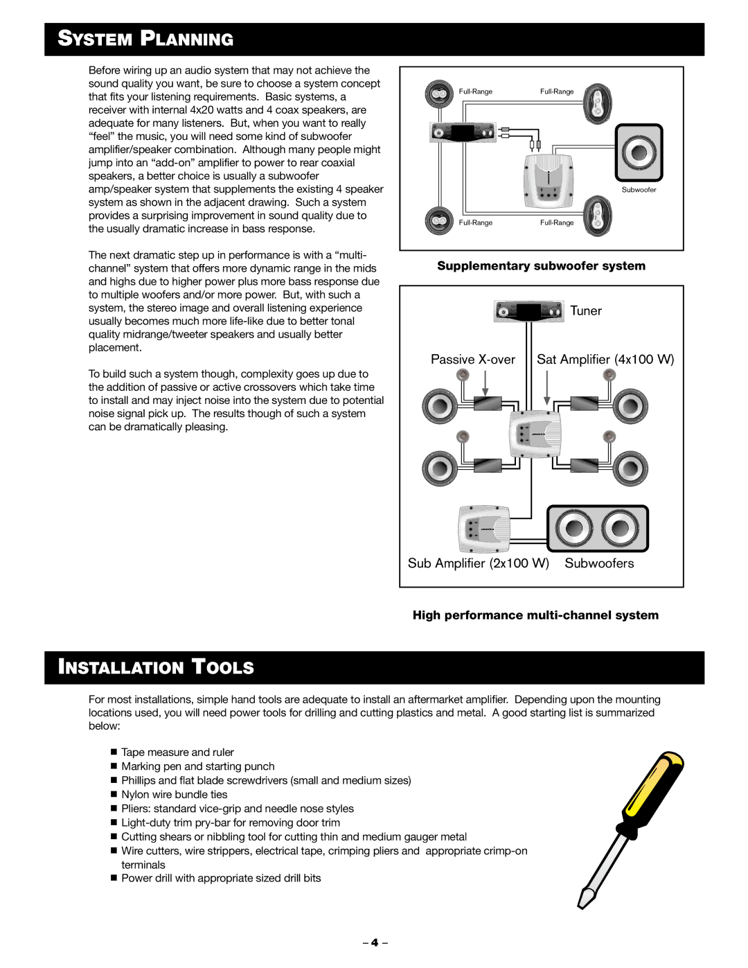 Blaupunkt PA2100 manual System Planning, Installation Tools 