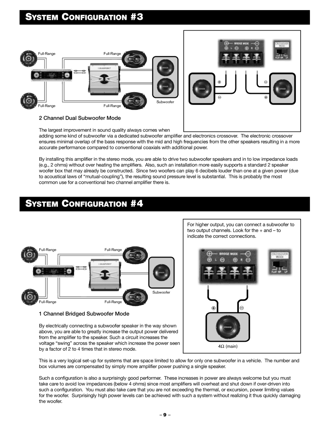 Blaupunkt PCA 250, PCA 2100 manual System Configuration #3, System Configuration #4 