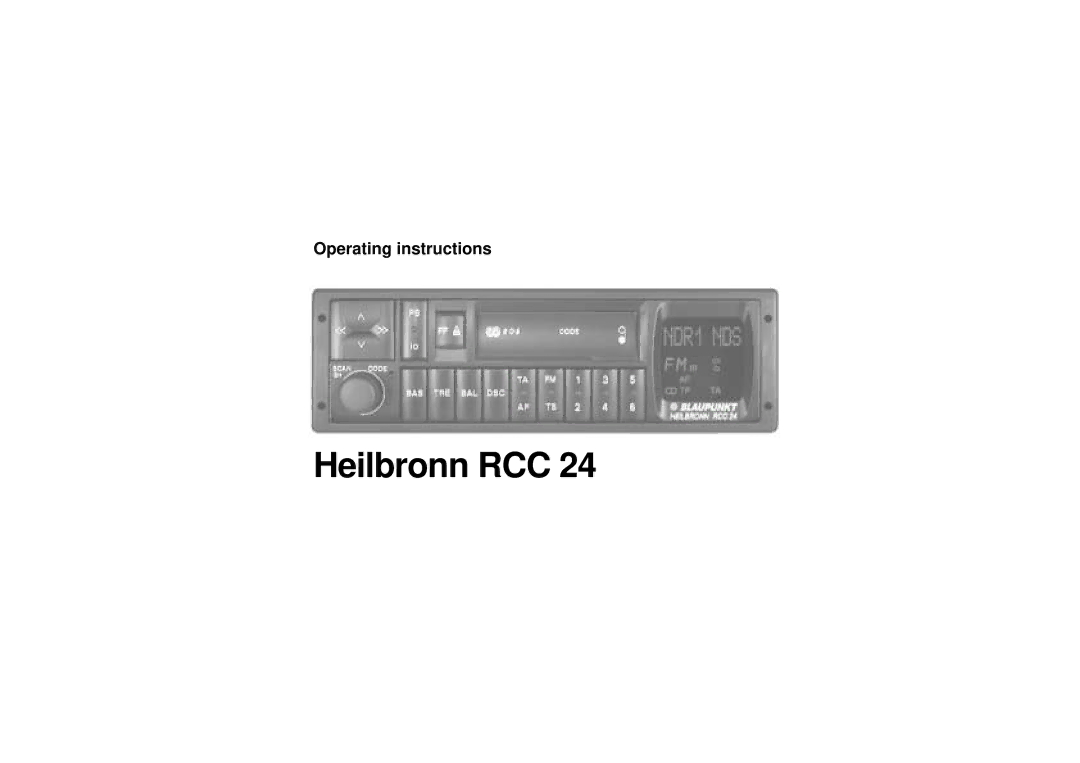 Blaupunkt RCC 24 operating instructions Heilbronn RCC 