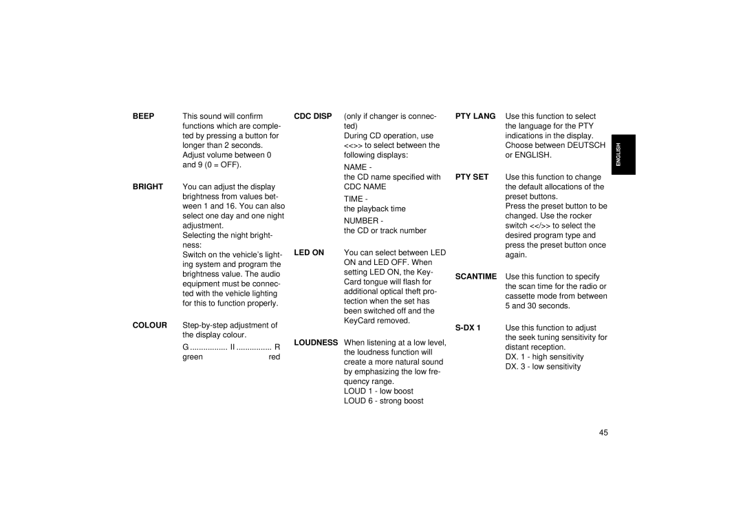 Blaupunkt RCM 104 A operating instructions CD name specified with, CDC Name Time, Playback time, Number 