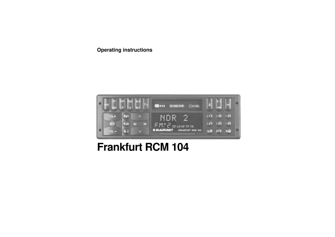 Blaupunkt RCM 104 operating instructions Frankfurt RCM 