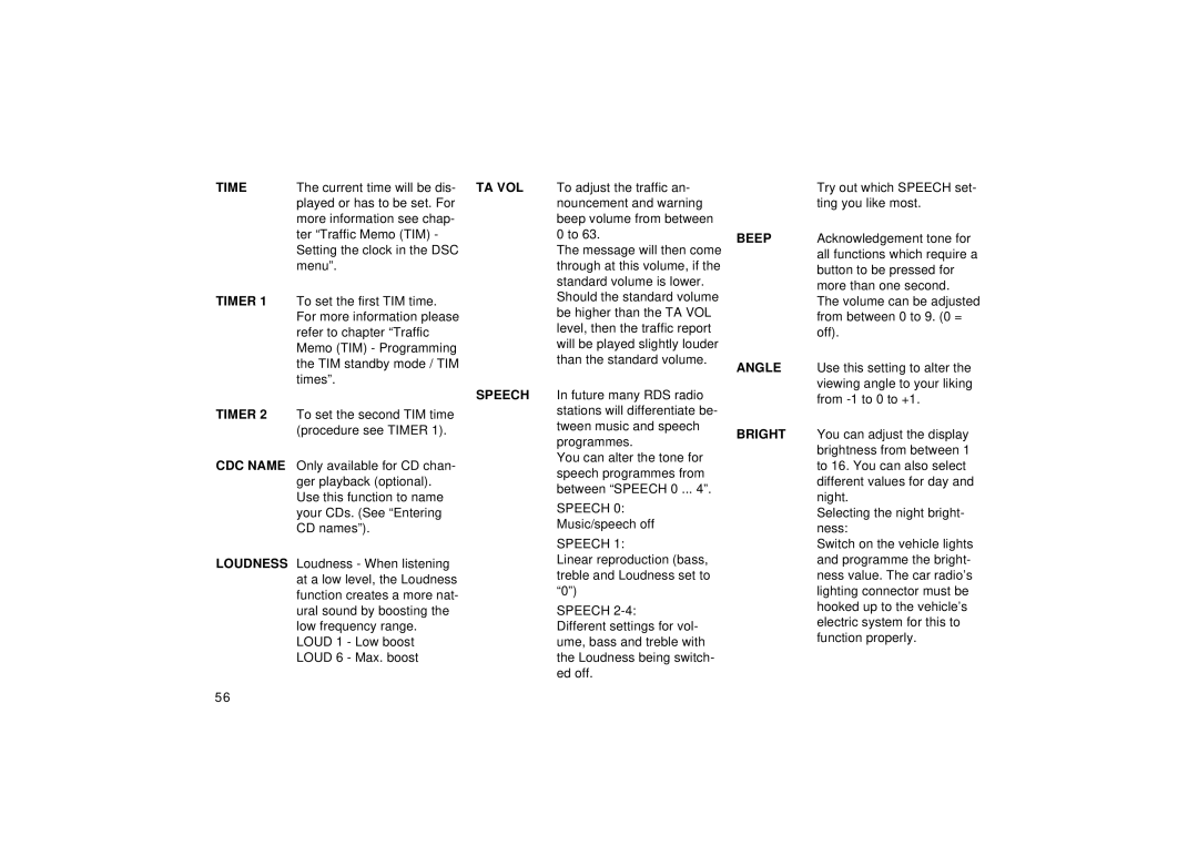 Blaupunkt RCM 126 operating instructions Timer 