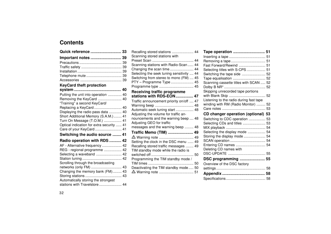 Blaupunkt RCM 126 operating instructions Contents 