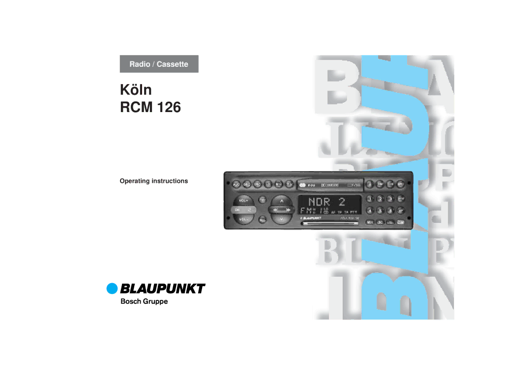 Blaupunkt RCM 126 operating instructions Köln RCM 