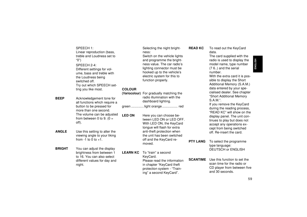 Blaupunkt RCM 126 operating instructions Colour 