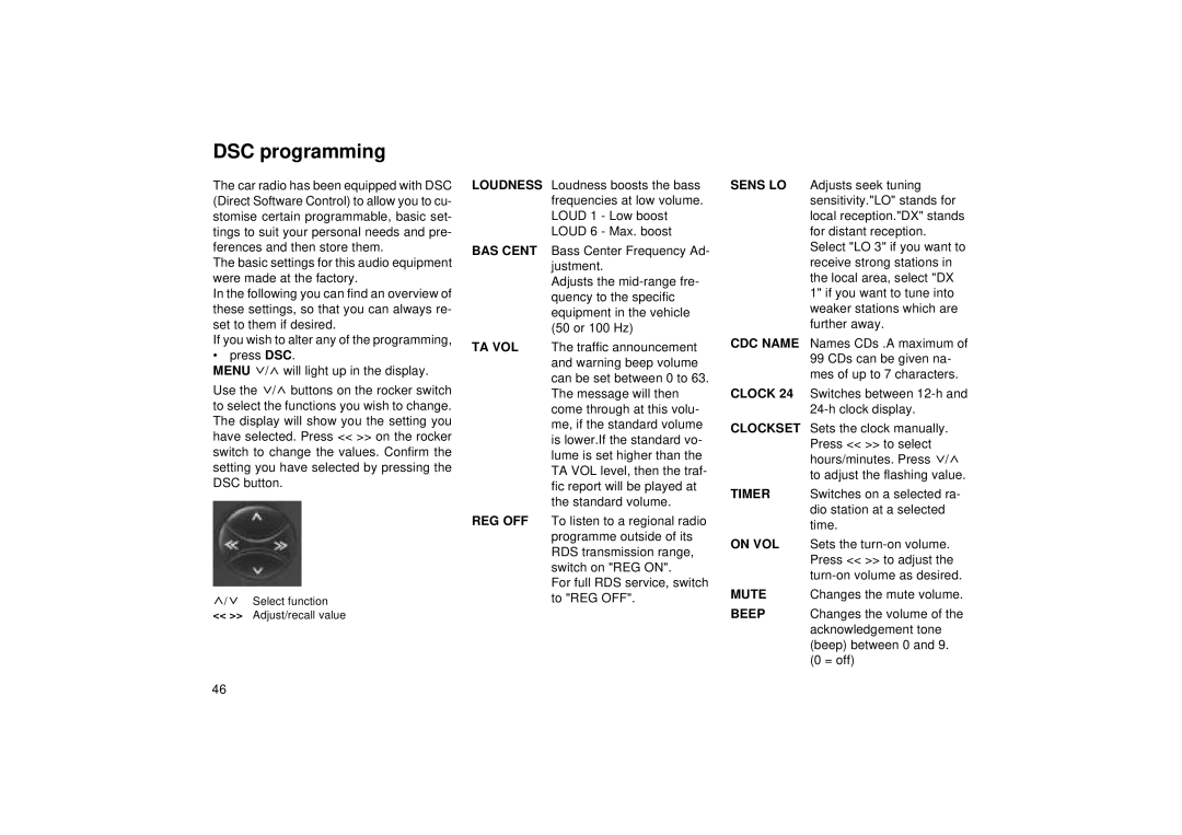 Blaupunkt RCM 168 operating instructions DSC programming 