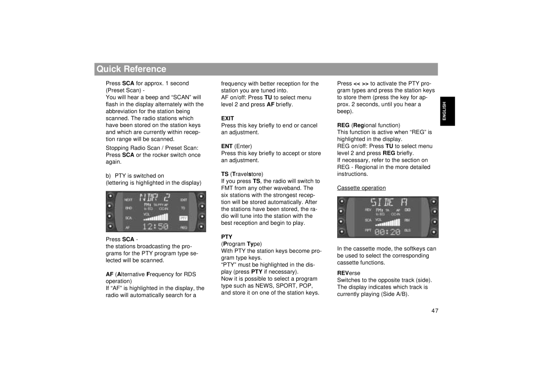 Blaupunkt RCM 169, 2000 DJ operating instructions Exit, Pty 