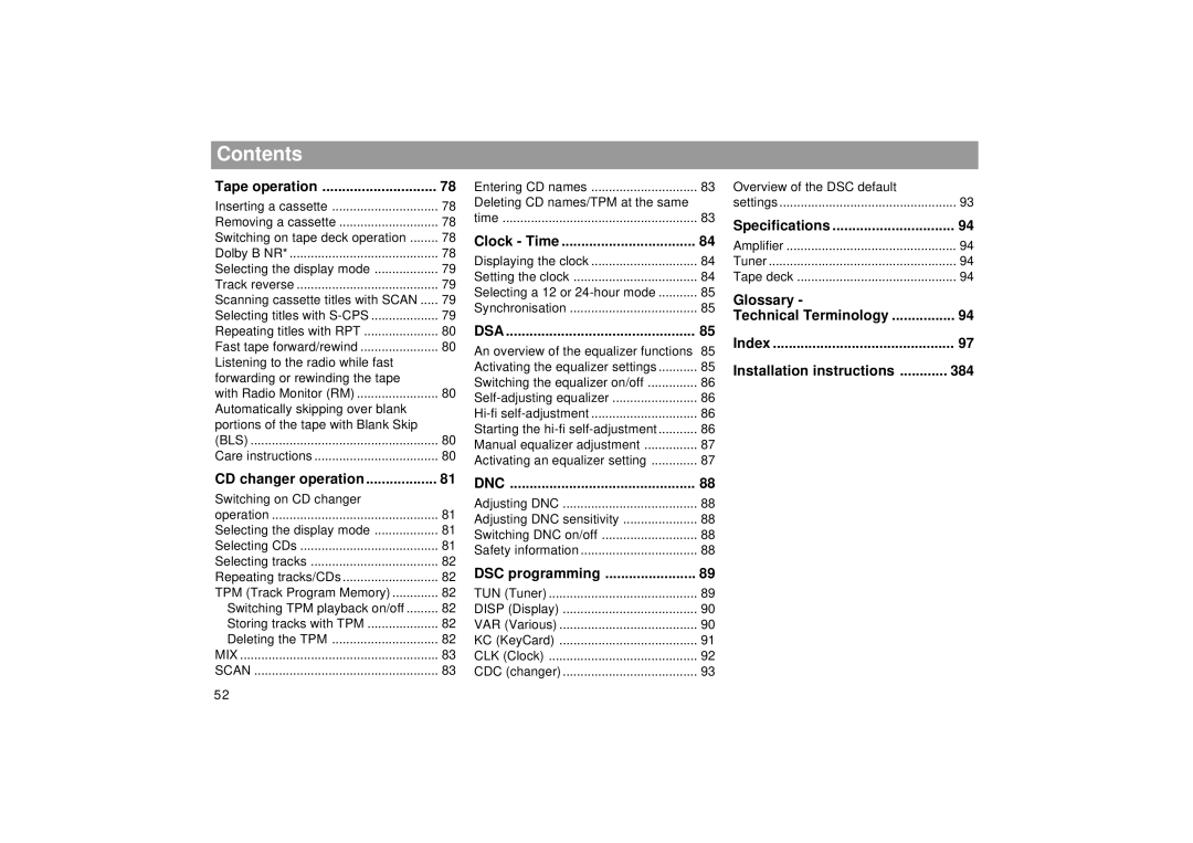 Blaupunkt RCM 169 operating instructions Contents 