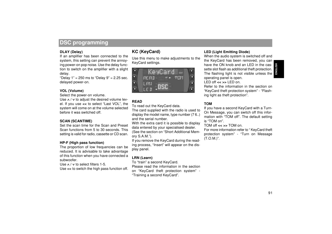 Blaupunkt RCM 169 operating instructions Read, Scan Scantime, Tom 