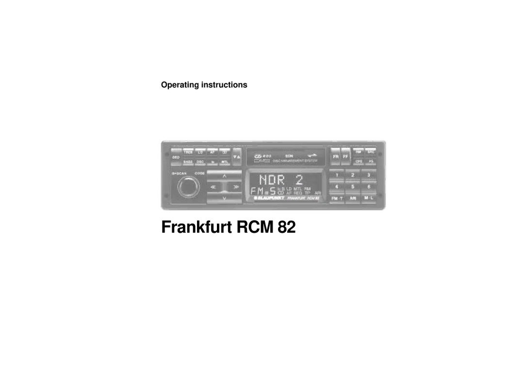 Blaupunkt RCM 82 operating instructions Frankfurt RCM 