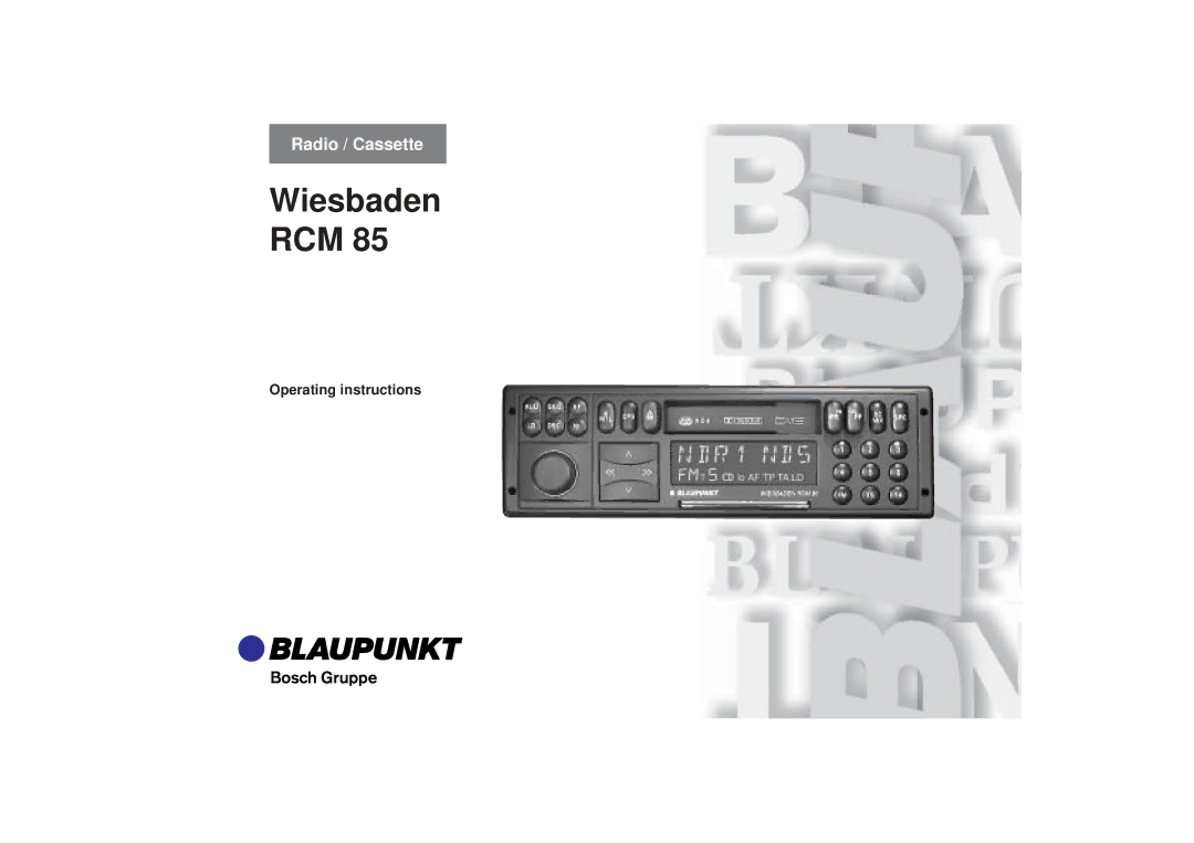 Blaupunkt RCM 85 operating instructions Canberra RCM 