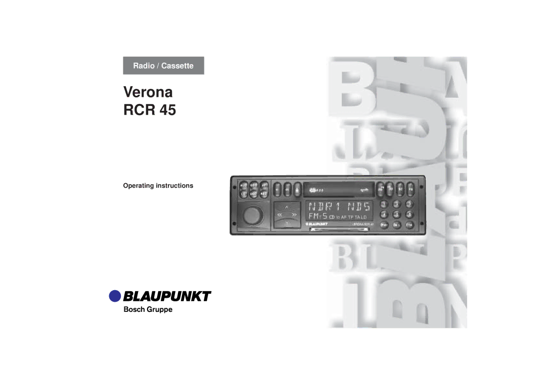 Blaupunkt RCR 45 operating instructions Verona RCR 