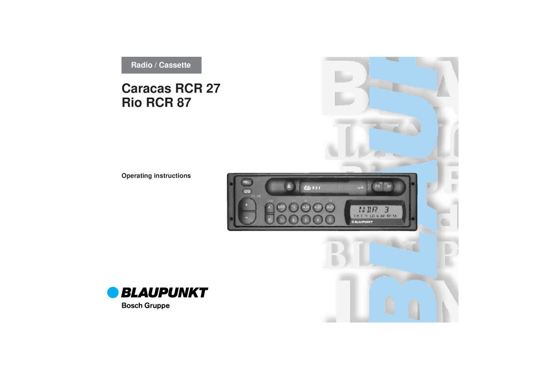 Blaupunkt RCR 87 operating instructions Caracas RCR 27 Rio RCR 