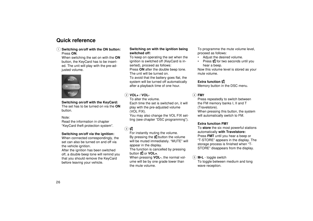 Blaupunkt RD 126 operating instructions Quick reference, Fmt 