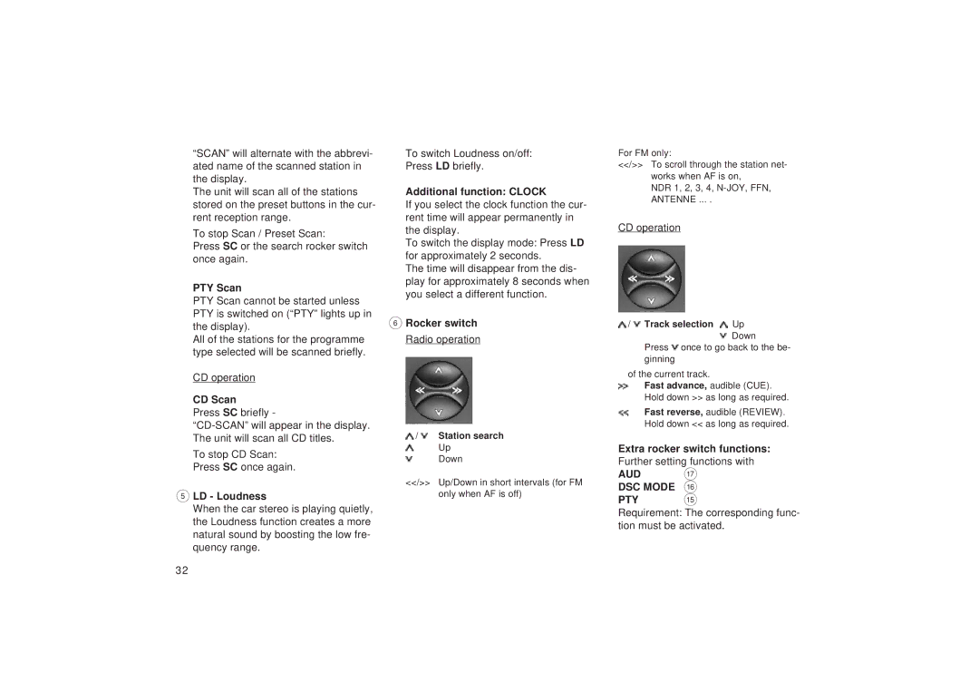 Blaupunkt RD 148 operating instructions AUD a DSC Mode @ PTY? 