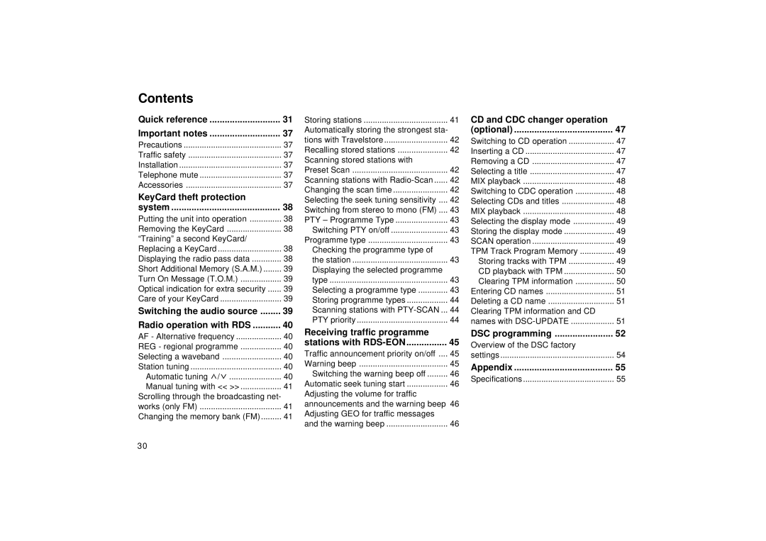 Blaupunkt RDM 126 operating instructions Contents 