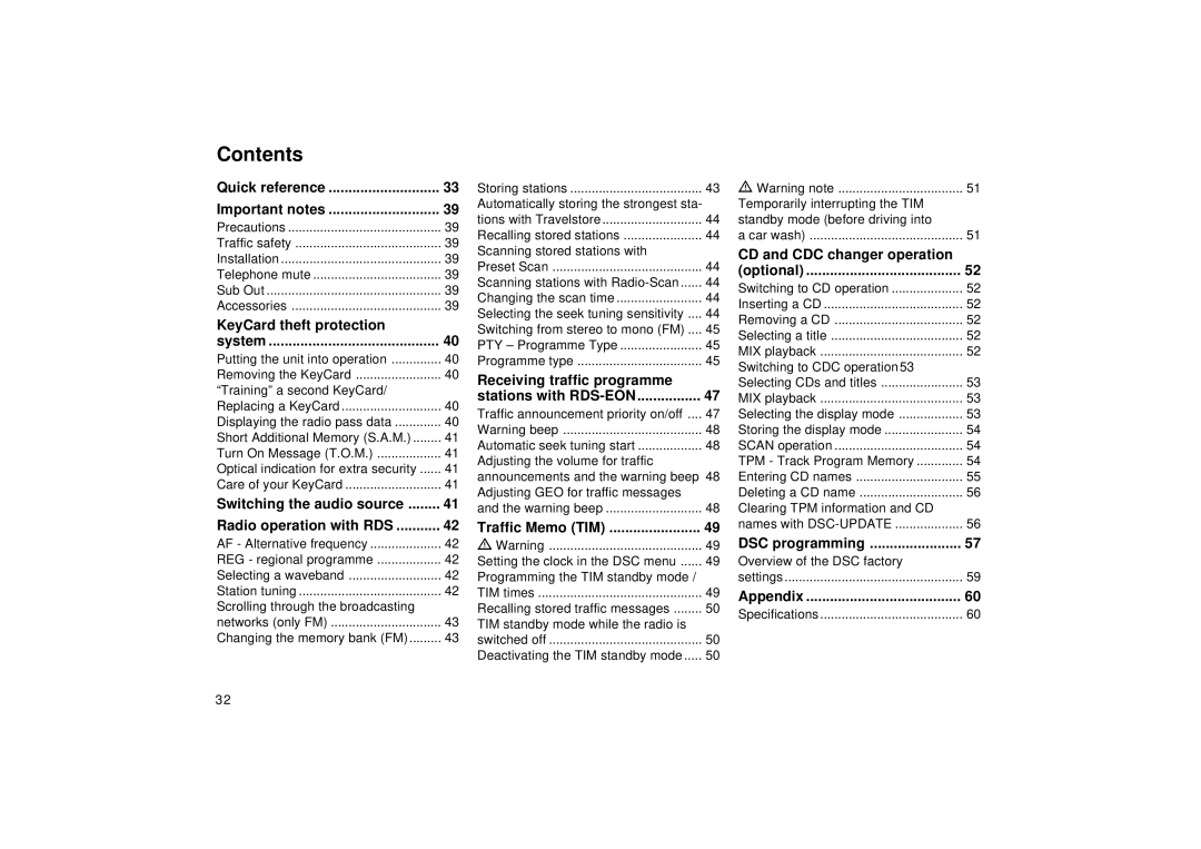 Blaupunkt RDM 126 operating instructions Contents 