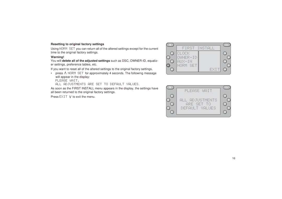 Blaupunkt RDM 127 operating instructions Resetting to original factory settings 