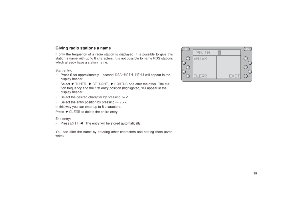 Blaupunkt RDM 127 operating instructions Giving radio stations a name, Enter Clear Exit 