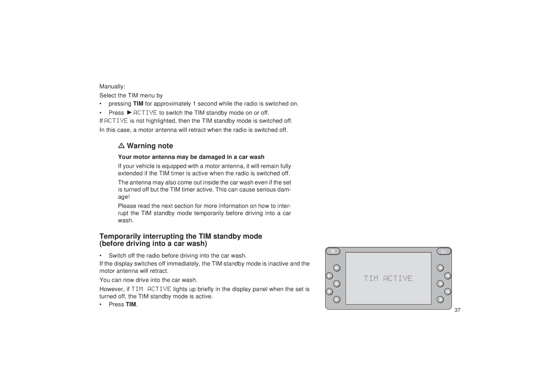 Blaupunkt RDM 127 operating instructions TIM Active 