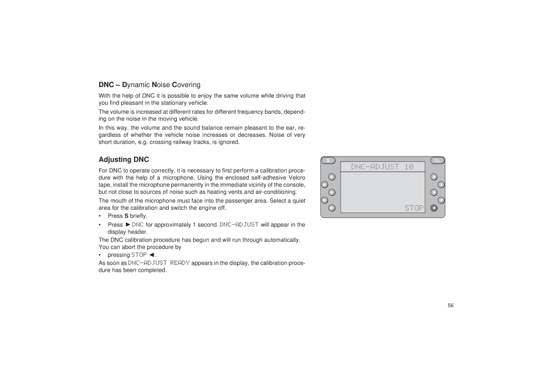 Blaupunkt RDM 127 operating instructions Adjusting DNC, DNC-ADJUST Stop 