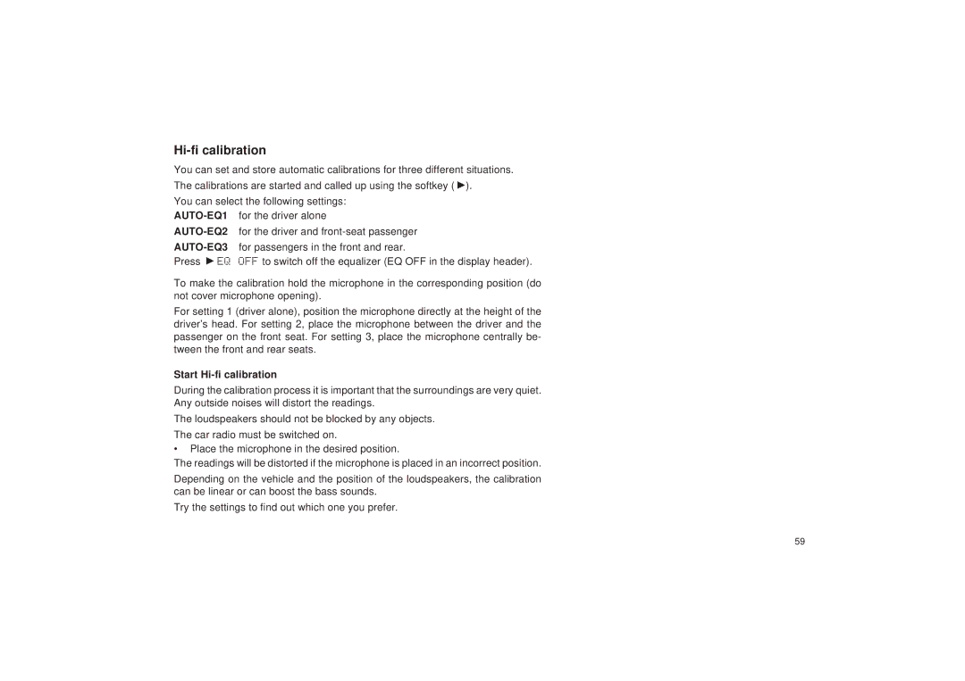 Blaupunkt RDM 127 operating instructions Start Hi-fi calibration 