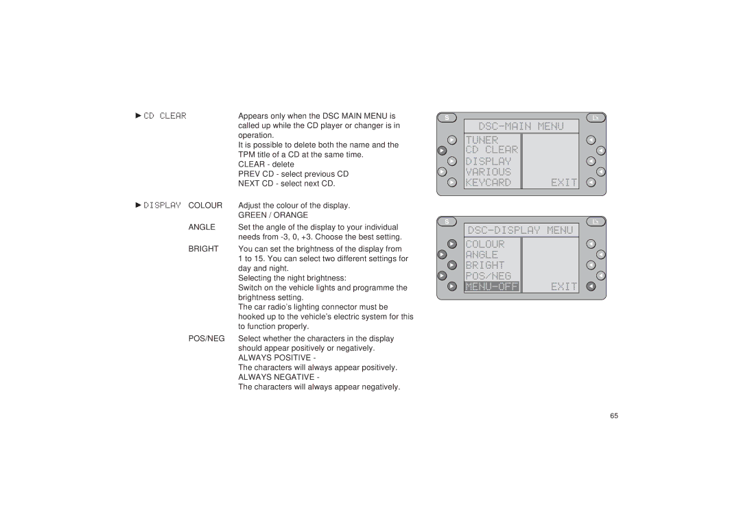 Blaupunkt RDM 127 operating instructions Menu-Off, Angle 