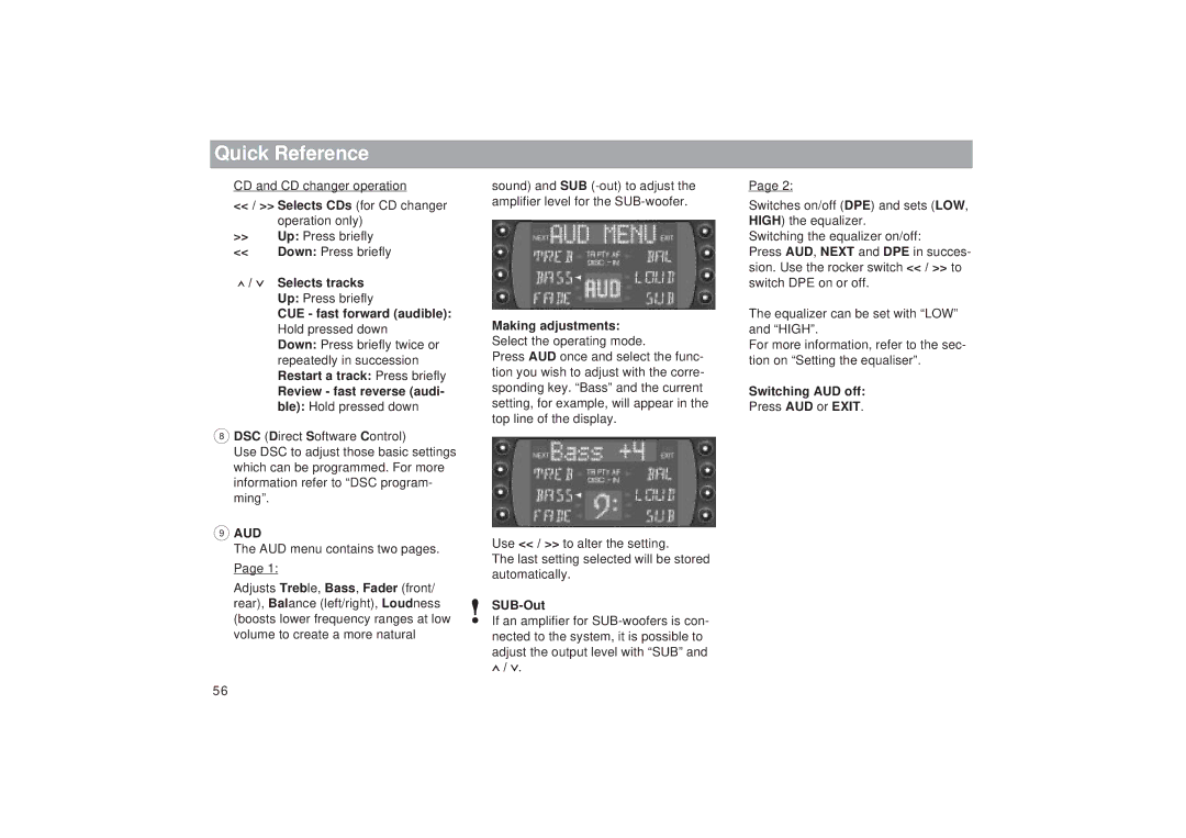 Blaupunkt RDM 169 operating instructions Aud 