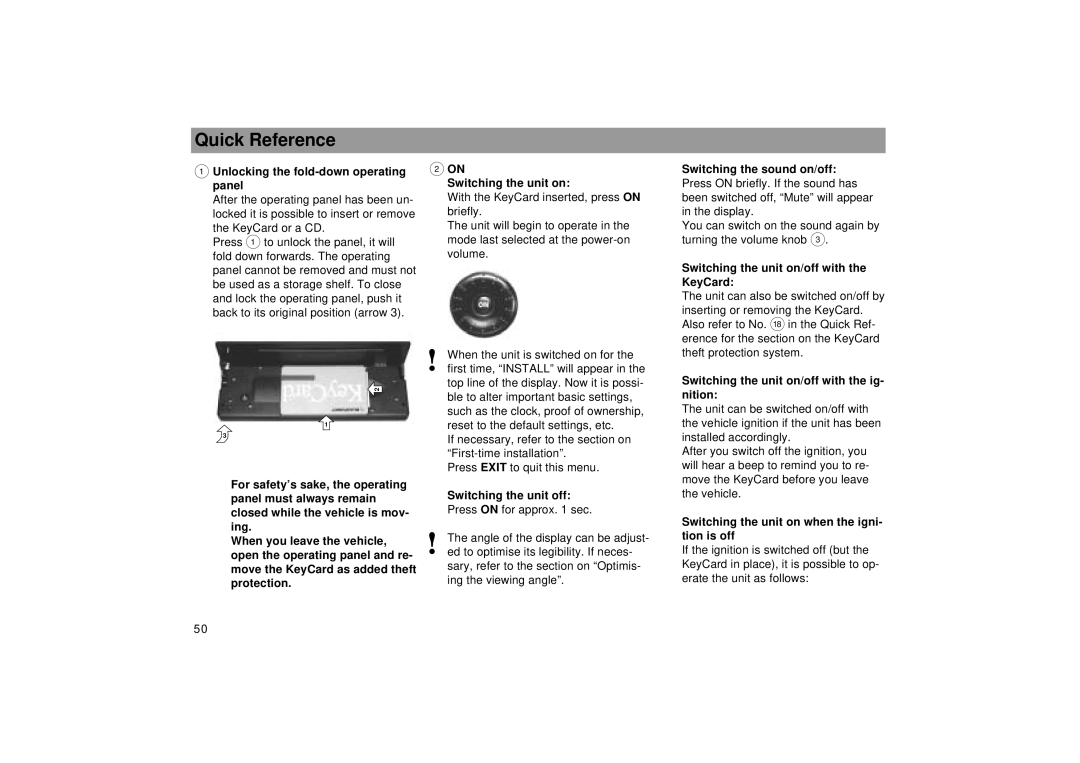 Blaupunkt RDM 169 operating instructions Quick Reference 