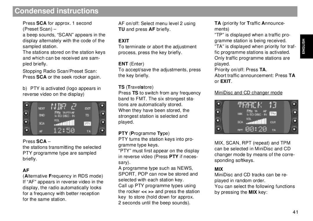 Blaupunkt RMD 169 manual Exit, Mix 