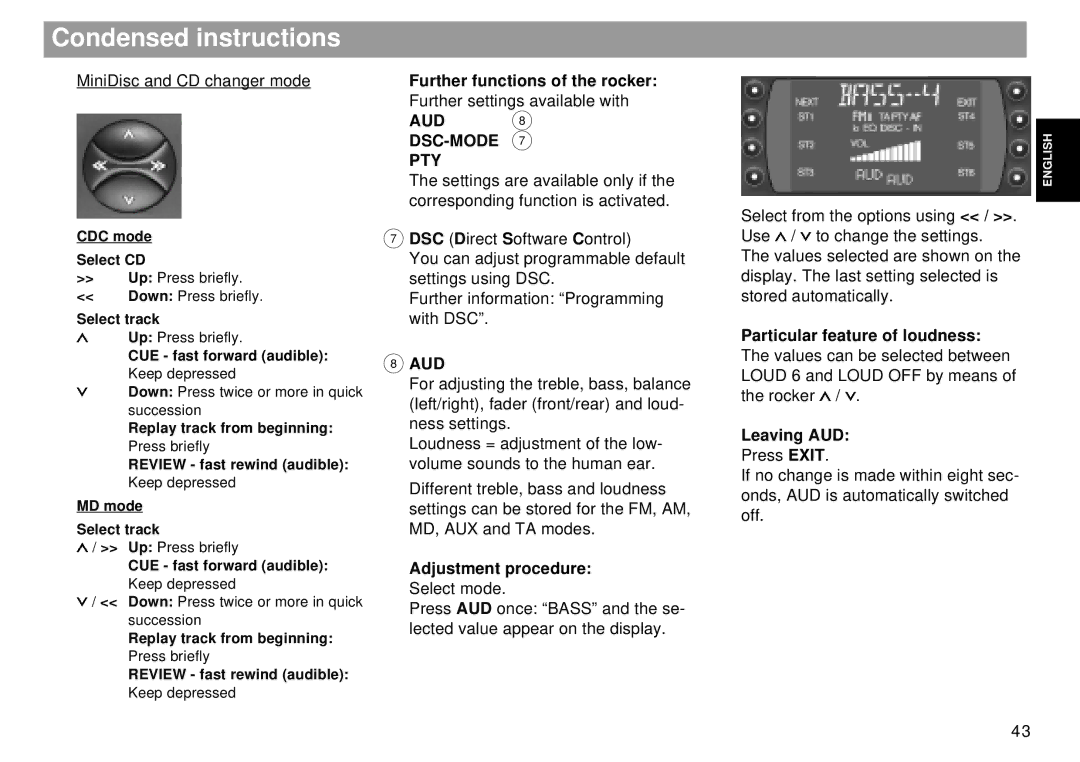 Blaupunkt RMD 169 manual Aud Dsc-Mode Pty 