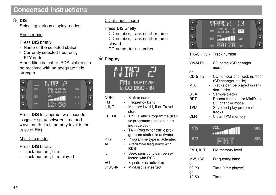 Blaupunkt RMD 169 manual Display 