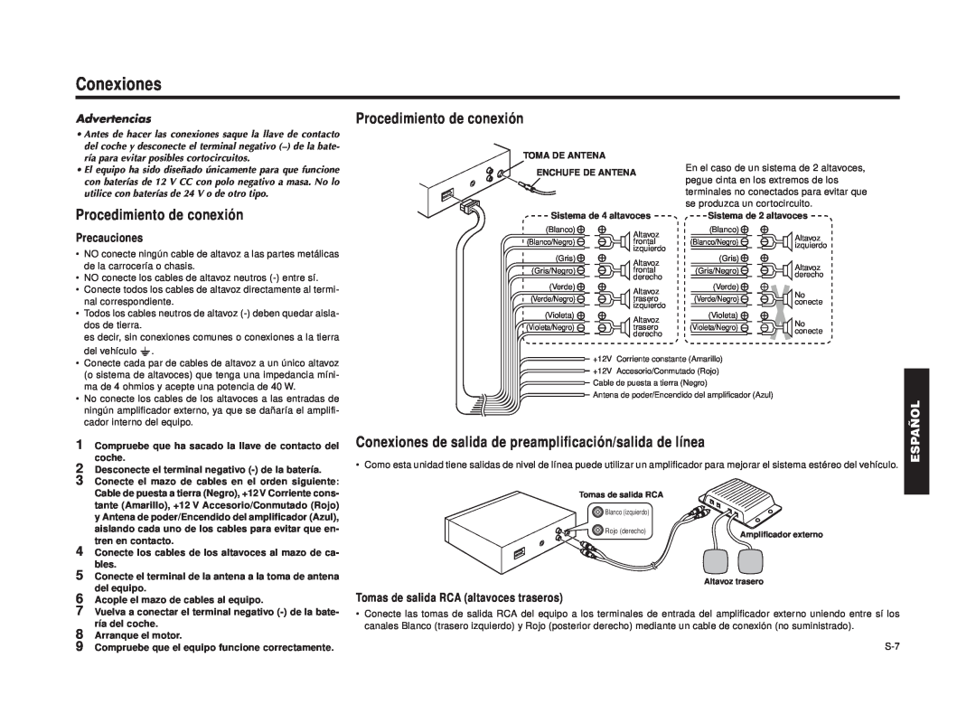 Blaupunkt RPD 540 manual Conexiones, Procedimiento de conexión, Advertencias 