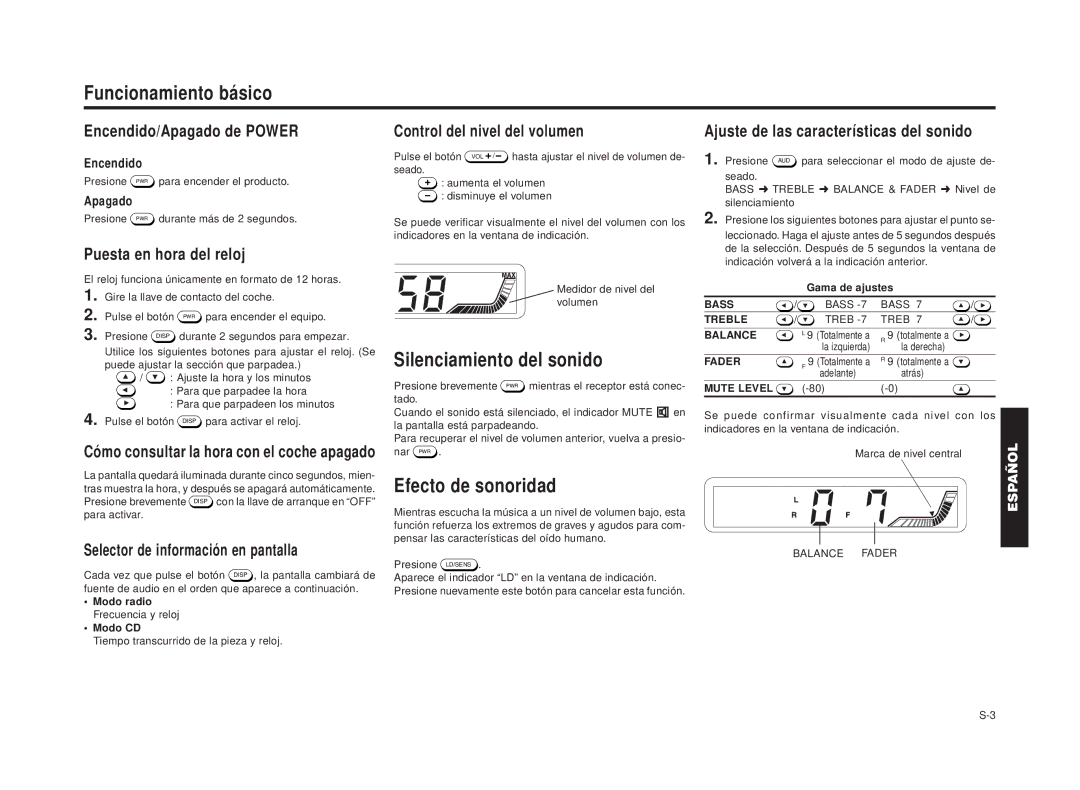 Blaupunkt RPD 550 manual Funcionamiento básico, Silenciamiento del sonido, Efecto de sonoridad 