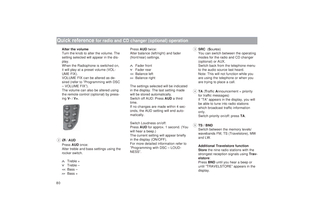 Blaupunkt RTM 127 operating instructions Alter the volume, SRC Source, Ts / Bnd 