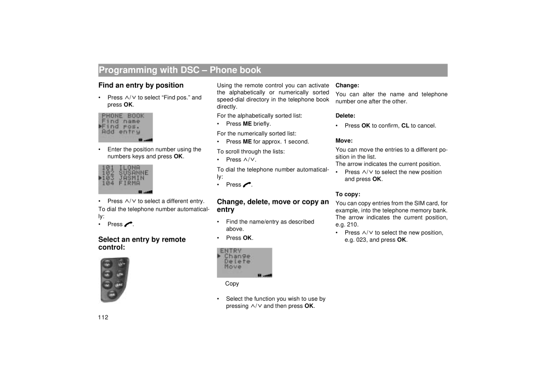 Blaupunkt RTM 127 operating instructions Find an entry by position, Entry, Select an entry by remote, Control 