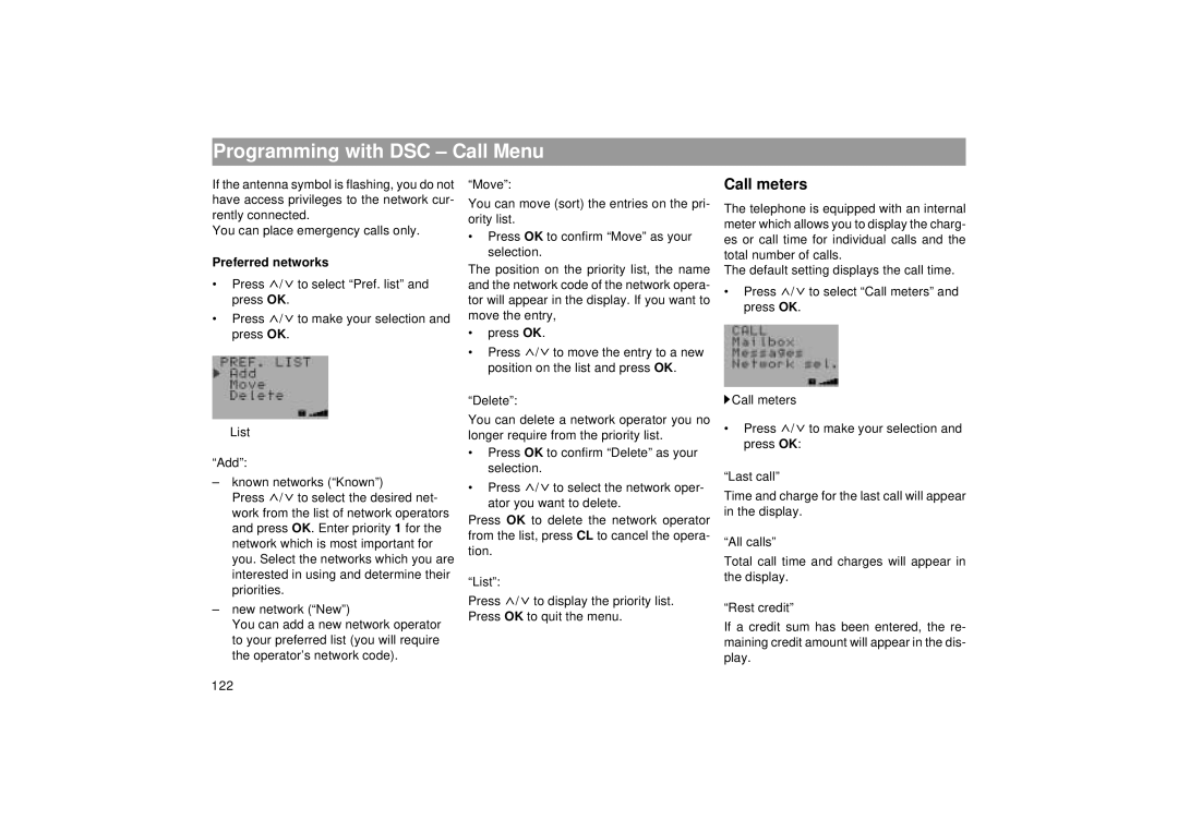 Blaupunkt RTM 127 operating instructions Call meters, Preferred networks 