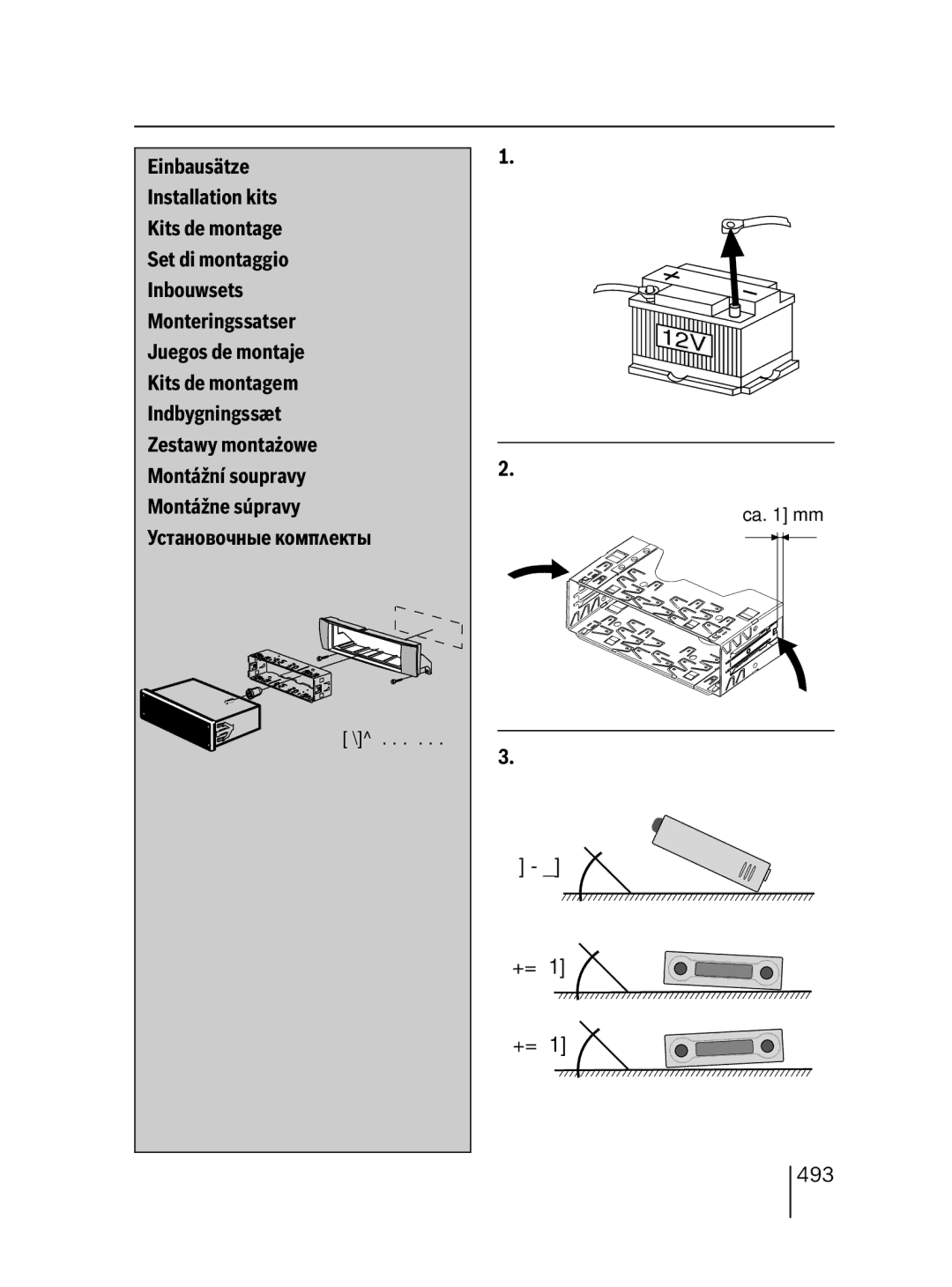 Blaupunkt SD48 7 648 000 310 Einbausätze, Installation kits, Kits de montage, Set di montaggio, Inbouwsets, Indbygningssæt 