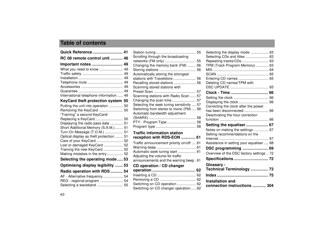 Blaupunkt SEATTLE RDM 169 operating instructions Table of contents 