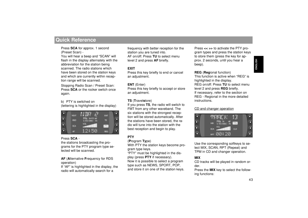 Blaupunkt SEATTLE RDM 169 operating instructions Exit, Pty, Mix 