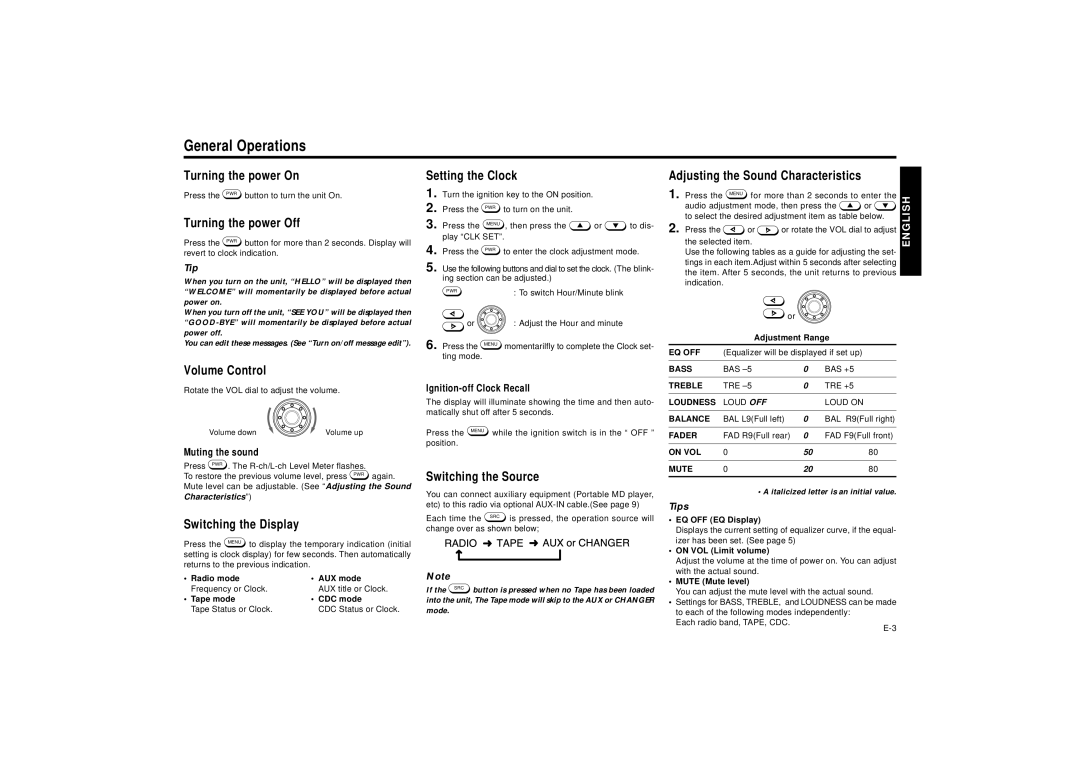 Blaupunkt SILVERSTONE C34 manual General Operations 