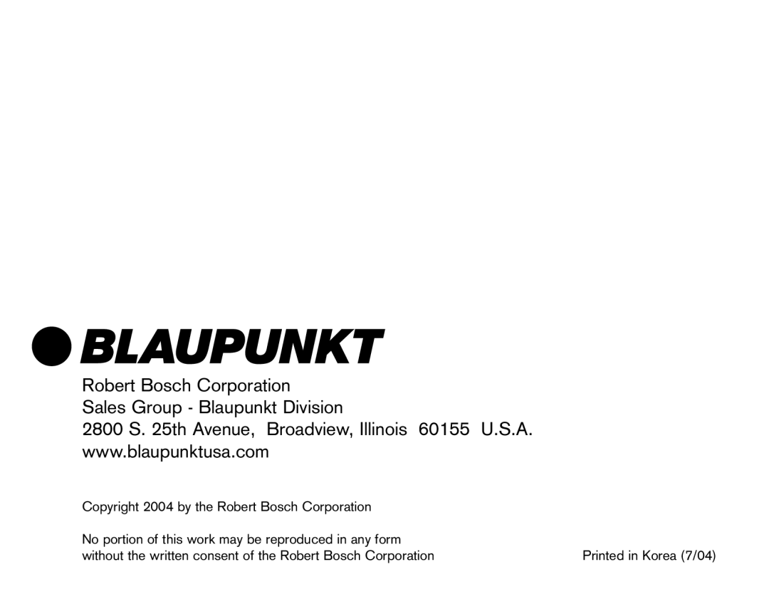 Blaupunkt SR04 manual 