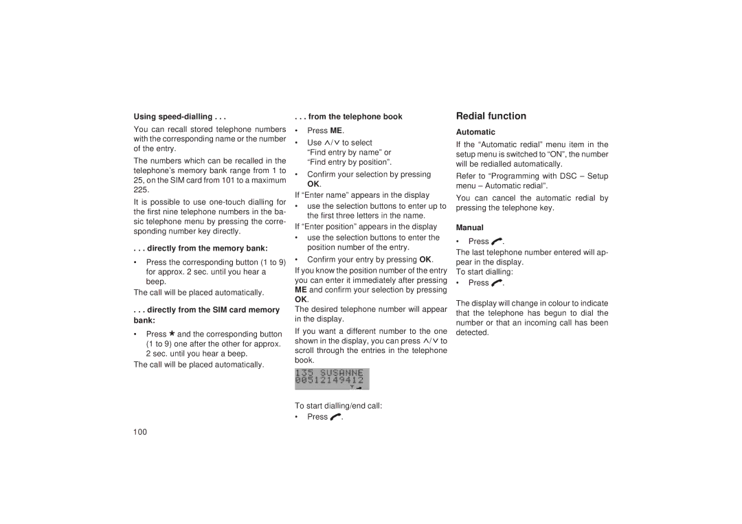 Blaupunkt TCM 127 operating instructions Redial function 