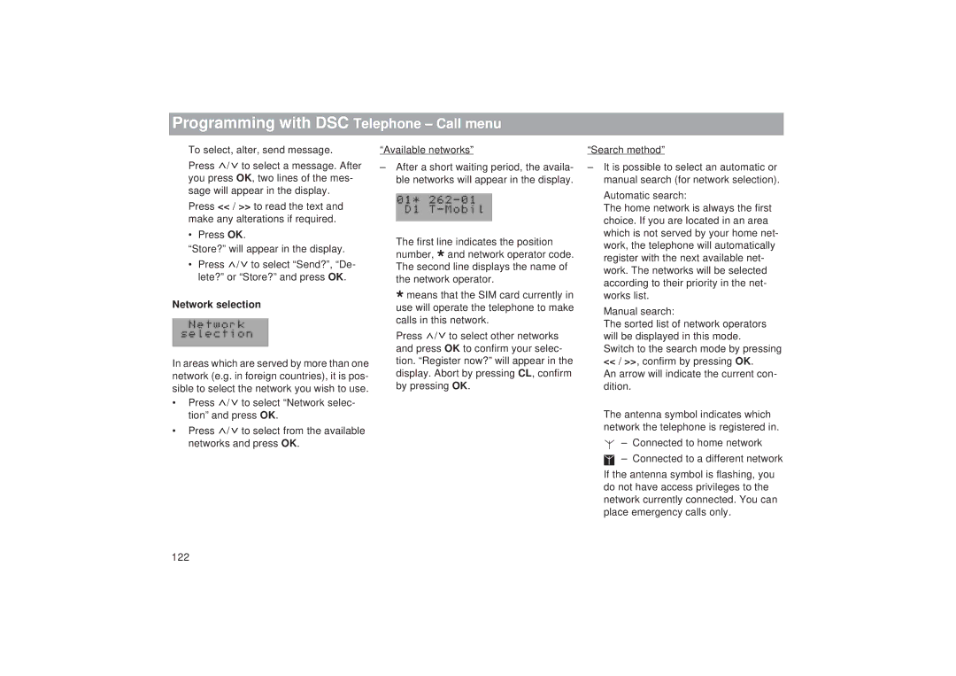 Blaupunkt TCM 169 operating instructions Network selection 